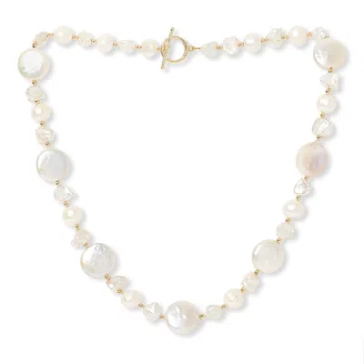 Pearls Of The Orient Online Women's Gold / White Credo Coin Cultured Freshwater & Keishi Pearl Necklace With Gold Beads In Multi