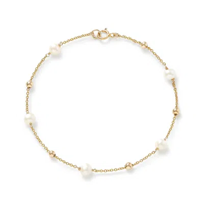 Pearls Of The Orient Online Women's Gold / White Credo Fine Chain Bracelet With Cultured Freshwater Pearls & Gold Beads