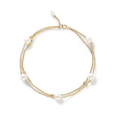 Pearls Of The Orient Online Women's Gold / White Credo Fine Double Chain Bracelet With Cultured Freshwater Pearls