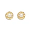 Pearls Of The Orient Online Women's Gold / White Credo Gold Brushed Stud Earrings With Cultured Freshwater Pearls In Multi