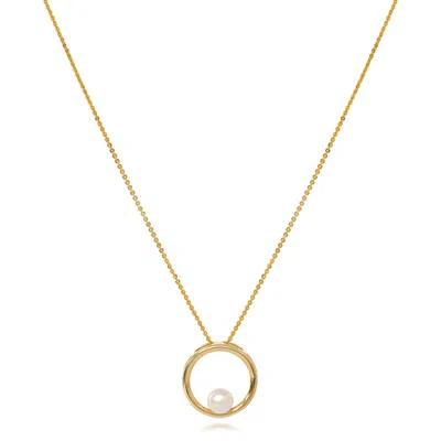 Pearls Of The Orient Online Women's Gold / White Credo Gold Circle Pendant With Cultured Freshwater Pearl In Multi