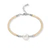 Pearls Of The Orient Online Women's Gold / White Credo Gold Mesh Crystal Bracelet With Cultured Freshwater Pearl In Multi