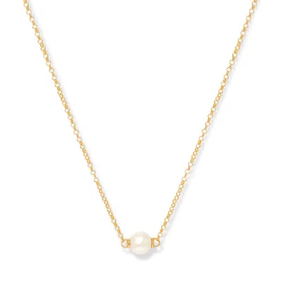 Pearls Of The Orient Online Women's Gold / White Credo Gold Plated Silver Rolo Chain Necklace With Large Cultured Freshwater Pea In Gold/white