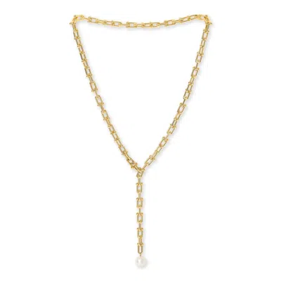 Pearls Of The Orient Online Women's Gold / White Decus Cultured Freshwater Pearl Drop On Chunky Gold Chain In Multi