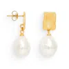 Pearls Of The Orient Online Women's Gold / White Decus Gold Stud Earrings With Large Baroque Cultured Freshwater Pearls Drop Ear