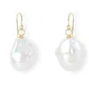 Pearls Of The Orient Online Women's Gold / White Decus Large Baroque Cultured Freshwater Pearl Drop Earrings On Gold Plated Silv