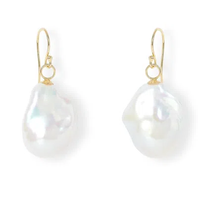 Pearls Of The Orient Online Women's Gold / White Decus Large Baroque Cultured Freshwater Pearl Drop Earrings On Gold Plated Silv In Multi