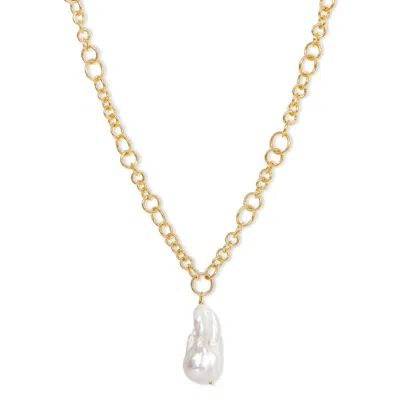 Pearls Of The Orient Online Women's Gold / White Decus Large Baroque 'fireball' Cultured Freshwater Pearl Drop On Chunky Gold Ch In Multi