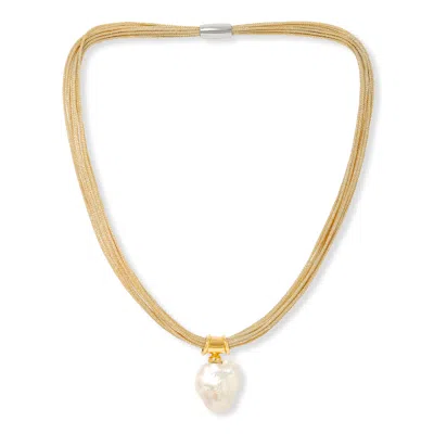 Pearls Of The Orient Online Women's Gold / White Decus Large Baroque 'fireball' Cultured Freshwater Pearl Drop On Multi-strand G