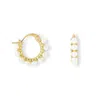 Pearls Of The Orient Online Women's Gold / White Gratia Gold Plated Sterling Silver Huggie Hoop Earrings With Delicate Mother Of In Multi