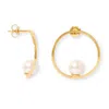 Pearls Of The Orient Online Women's Gold / White Gratia Large Gold Curved Circle Stud Earrings With Cultured Akoya Pearl