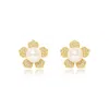 Pearls Of The Orient Online Women's Gold / White Stella Gold Sparkle Flower Studs With Cultured Freshwater Pearls In Multi