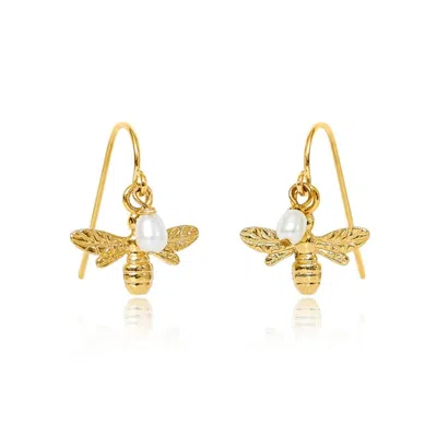 Pearls Of The Orient Online Women's Gold / White Vita Gold Bumble Bee & Cultured Freshwater Pearl Drop Earrings In Multi