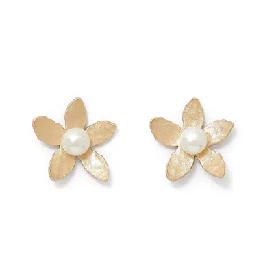 Pearls Of The Orient Online Women's Gold / White Vita Gold Flower Stud Earrings With Cultured Freshwater Pearls In Multi