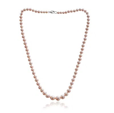 Pearls Of The Orient Online Women's Gratia Classic Graduated Almost Round Pink Cultured Freshwater Pearl Necklace