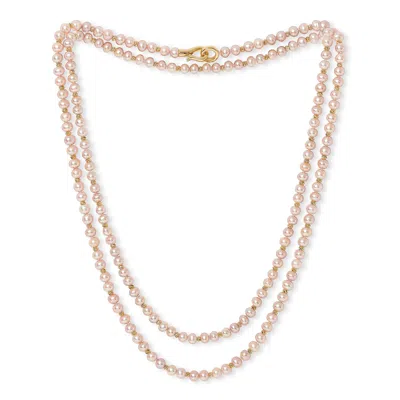 Pearls Of The Orient Online Women's Gratia Pink Cultured Freshwater Pearl Loop Necklace With Gold Beads