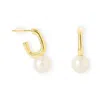 Pearls Of The Orient Online Women's Gratia Thick Gold Plated Silver Stem Earrings With Round Cultured Freshwater Pearls In Gold