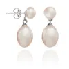 Pearls Of The Orient Online Women's Gratia White Button Cultured Freshwater Pearl Stud With Teardrop Earrings In White