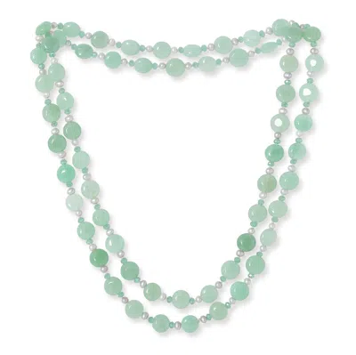 Pearls Of The Orient Online Women's Green / Grey Nova Jade, Cultured Freshwater Pearl & Crystal Loop Necklace In Multi