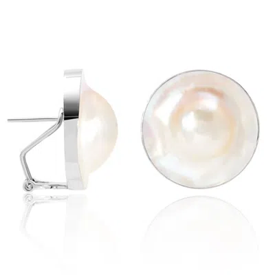 Pearls Of The Orient Online Women's Margarita Large White Blister Pearl Earrings Set In Sterling Silver