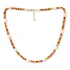 Pearls Of The Orient Online Women's Nova Oval Cultured Freshwater Pearl Necklace With Orange Mix Jasper & Gold Beads In Orange