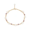 Pearls Of The Orient Online Women's Orange / Gold Credo Fine Double Chain Bracelet With Cultured Freshwater Pearls & Amethyst In Gold