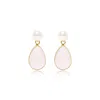 Pearls Of The Orient Online Women's Pink / White Clara Cultured Freshwater Pearls & Pink Chalcedony Drop Earrings In Multi