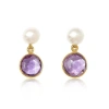 Pearls Of The Orient Online Women's Purple / White Nova Amethyst & Cultured Freshwater Pearl Drop Earrings In Multi