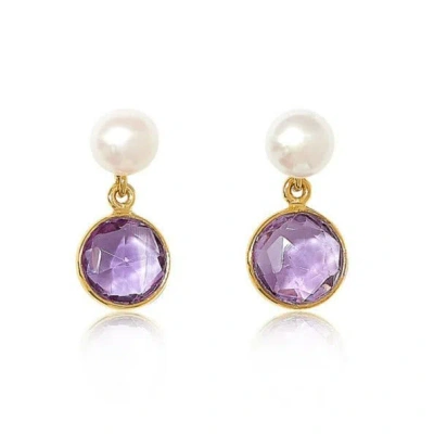 Pearls Of The Orient Online Women's Purple / White Nova Amethyst & Cultured Freshwater Pearl Drop Earrings In Multi