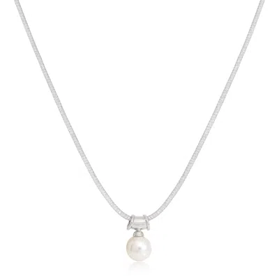 Pearls Of The Orient Online Women's Silver / White Credo Large Cultured Freshwater Pearl Pendant On Silver Bale On Silver Mesh N In Multi