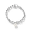Pearls Of The Orient Online Women's Silver / White Decus Cultured Freshwater Pearl Drop On Chunky White Gold Fill Chain Bracelet