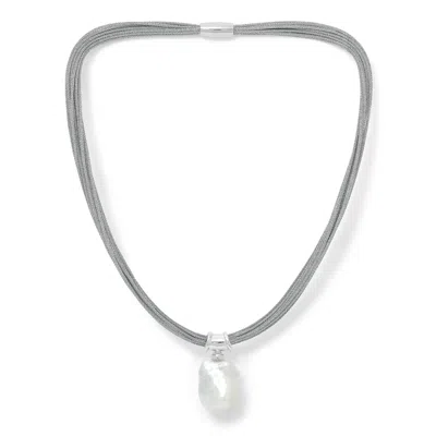 Pearls Of The Orient Online Women's Silver / White Decus Large Baroque 'fireball' Cultured Freshwater Pearl Drop On Multi-strand