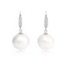 Pearls Of The Orient Online Women's Silver / White Stella Cultured Freshwater Pearl Drop Earrings On Pave Silver Hooks In Multi