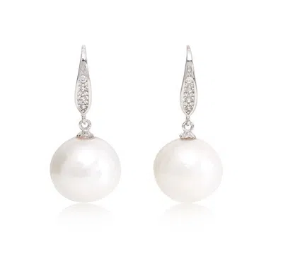 Pearls Of The Orient Online Women's Silver / White Stella Cultured Freshwater Pearl Drop Earrings On Pave Silver Hooks In Multi