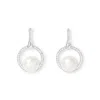 Pearls Of The Orient Online Women's Silver / White Stella Pave Halo Drop Earrings With Cultured Freshwater Pearls