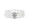 Pearls Of The Orient Online Women's Silver / White Stella Triple Strand Cultured Freshwater Pearl Bracelet With Art Deco Style P In Multi