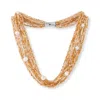 Pearls Of The Orient Online Women's Stella Multi-strand Orange Crystal Necklace With Cultured Freshwater Pearls In Orange