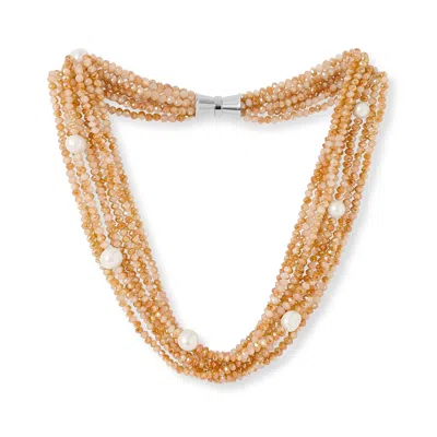 Pearls Of The Orient Online Women's Stella Multi-strand Orange Crystal Necklace With Cultured Freshwater Pearls