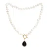 Pearls Of The Orient Online Women's White / Black Clara White Cultured Irregular Freshwater Pearl Necklace With Spinel Gold Verm In Multi