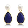 Pearls Of The Orient Online Women's White / Blue Clara Cultured Freshwater Pearls & Lapis Lazuli Drop Earrings In Multi