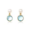 Pearls Of The Orient Online Women's White / Blue Nova Blue Topaz & Cultured Freshwater Pearl Drop Earrings In Multi