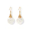 Pearls Of The Orient Online Women's White / Gold Credo Coin Pearl Earrings Set In Gold Wirework In Multi