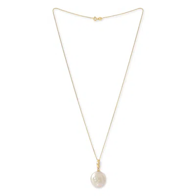 Pearls Of The Orient Online Women's White / Gold Credo Large Coin Pearl Pendant On Gold Plated Silver Chain In Multi