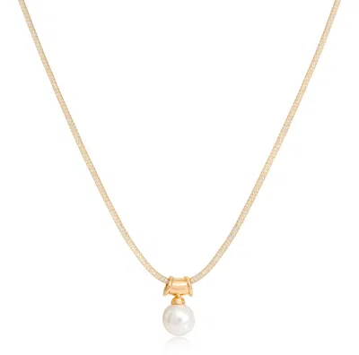 Pearls Of The Orient Online Women's White / Gold Credo Large Cultured Freshwater Pearl Pendant On Gold Plated Silver Bale On Gol In Multi