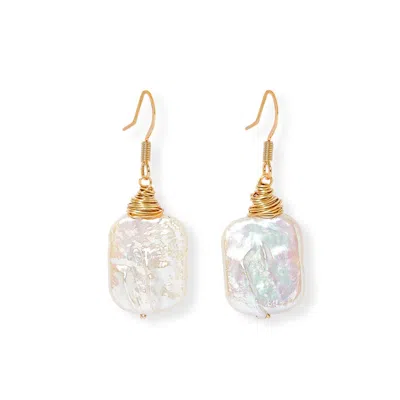 Pearls Of The Orient Online Women's White / Gold Credo Oblong Cultured Freshwater Pearl Hanging Earrings In Multi