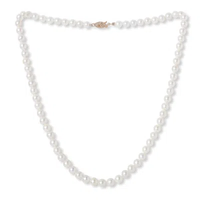 Pearls Of The Orient Online Women's White Gratia Almost Round Cultured Akoya Pearl Necklace On 14kt Gold Clasp