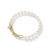 Pearls Of The Orient Online Women's White Gratia Cultured Freshwater Pearl Bracelet With Chunky Gold Fill Chain Feature