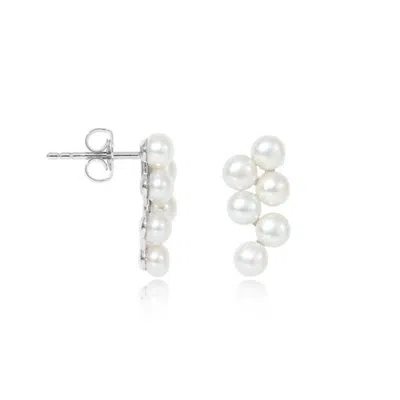 Pearls Of The Orient Online Women's White Gratia Cultured Freshwater Pearl Wave Stud Earrings