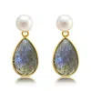 Pearls Of The Orient Online Women's White / Neutrals Clara Cultured Freshwater Pearl & Labradorite Drop Earrings In White