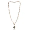 Pearls Of The Orient Online Women's White / Neutrals Clara Cultured Irregular Freshwater Pearl Necklace With Labradorite Gold Ve In White